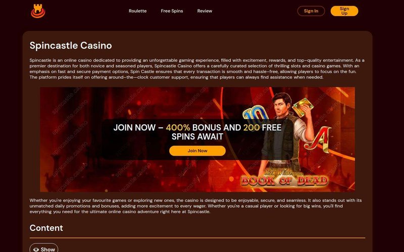 Exclusive Review of Spins Castle Casino in the UK: A Top Gaming Destination